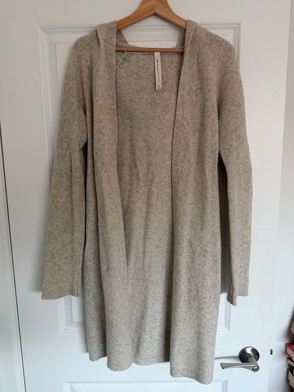 Babaton Open-Front Hooded Cardigan - Light Beige